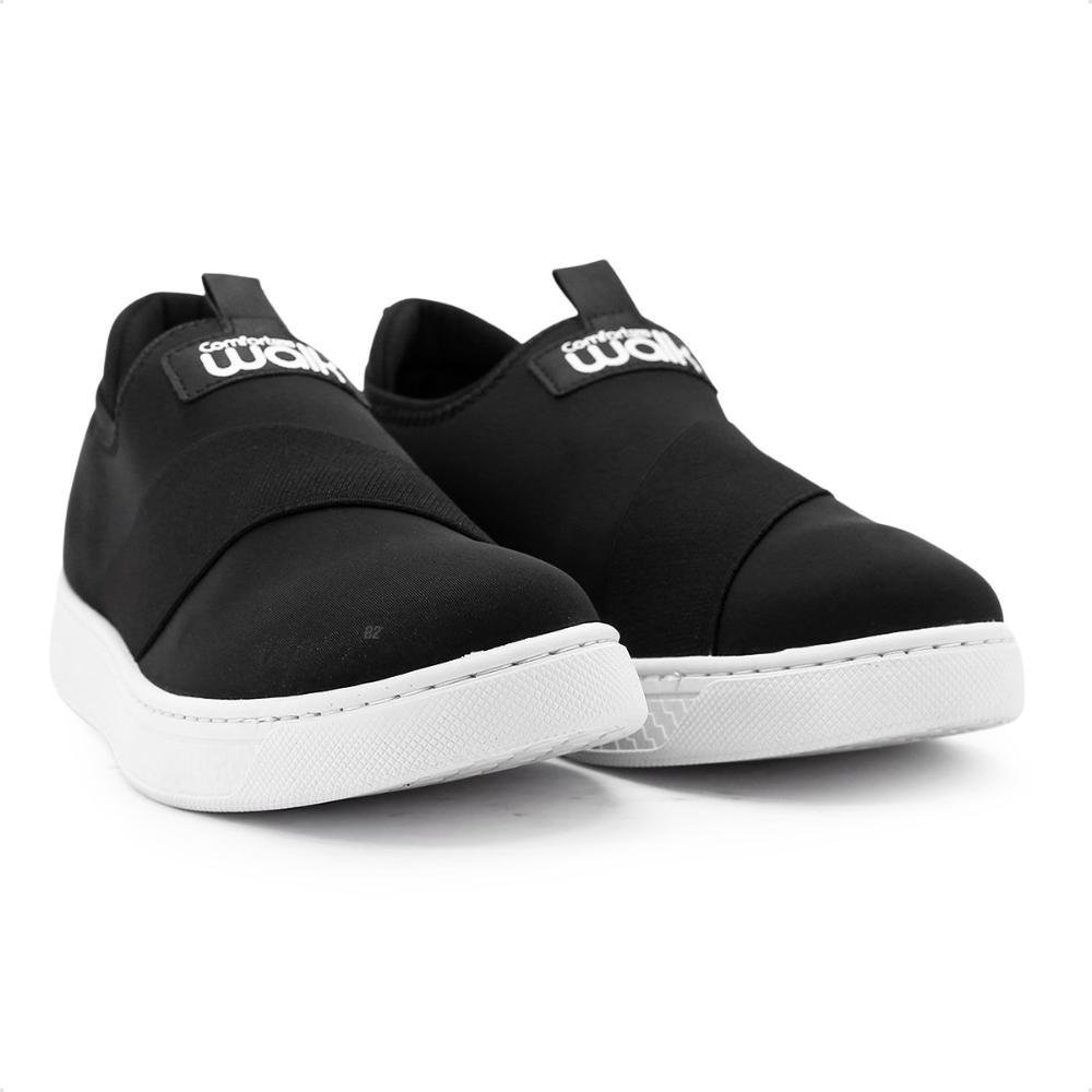 Tênis Comfortflex Casual Slip On Feminino Preto/Branco 3