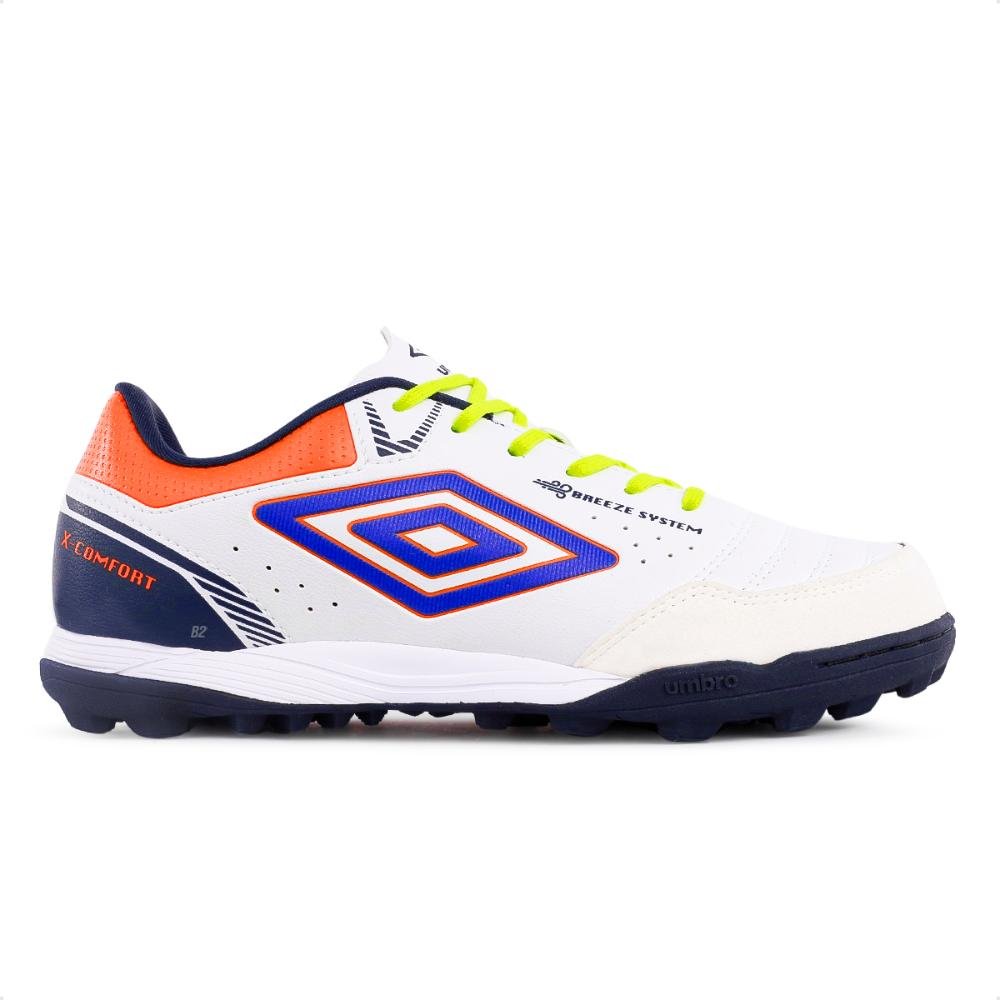 Chuteira Society Umbro X-Comfort Masculina Branco/Laranja 1