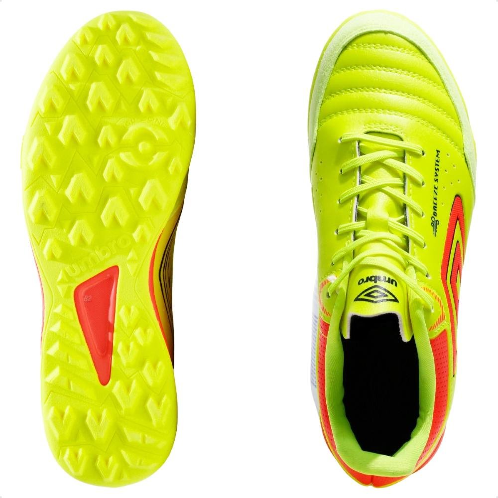 Chuteira Society Umbro X-Comfort Masculina Amarelo/Coral