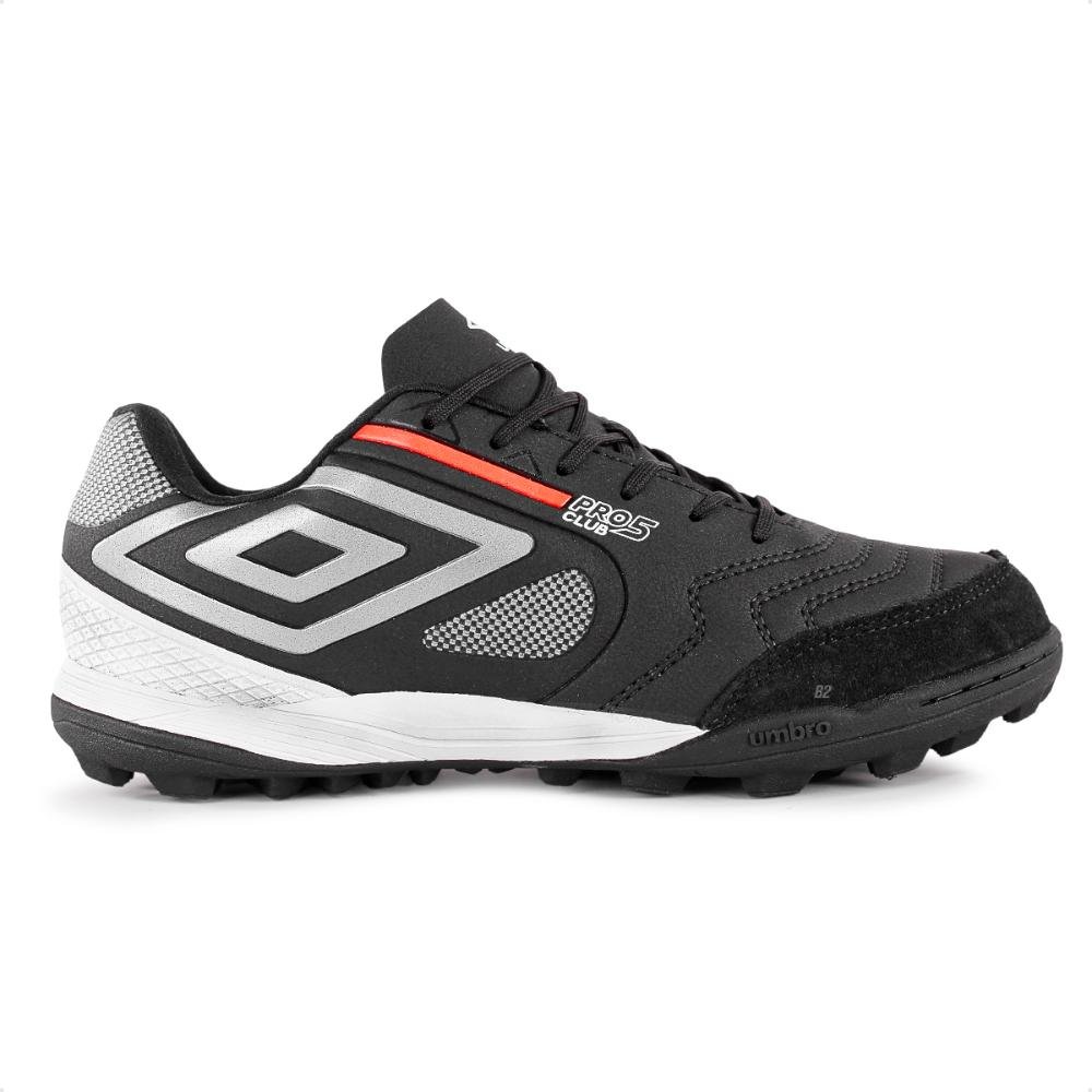 Chuteira Society Umbro Pro 5 Bump Masculina Preto/Prata 1