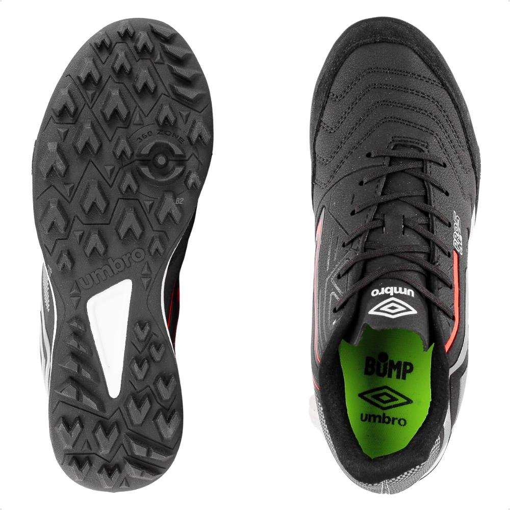 Chuteira Society Umbro Pro 5 Bump Masculina Preto/Prata 6