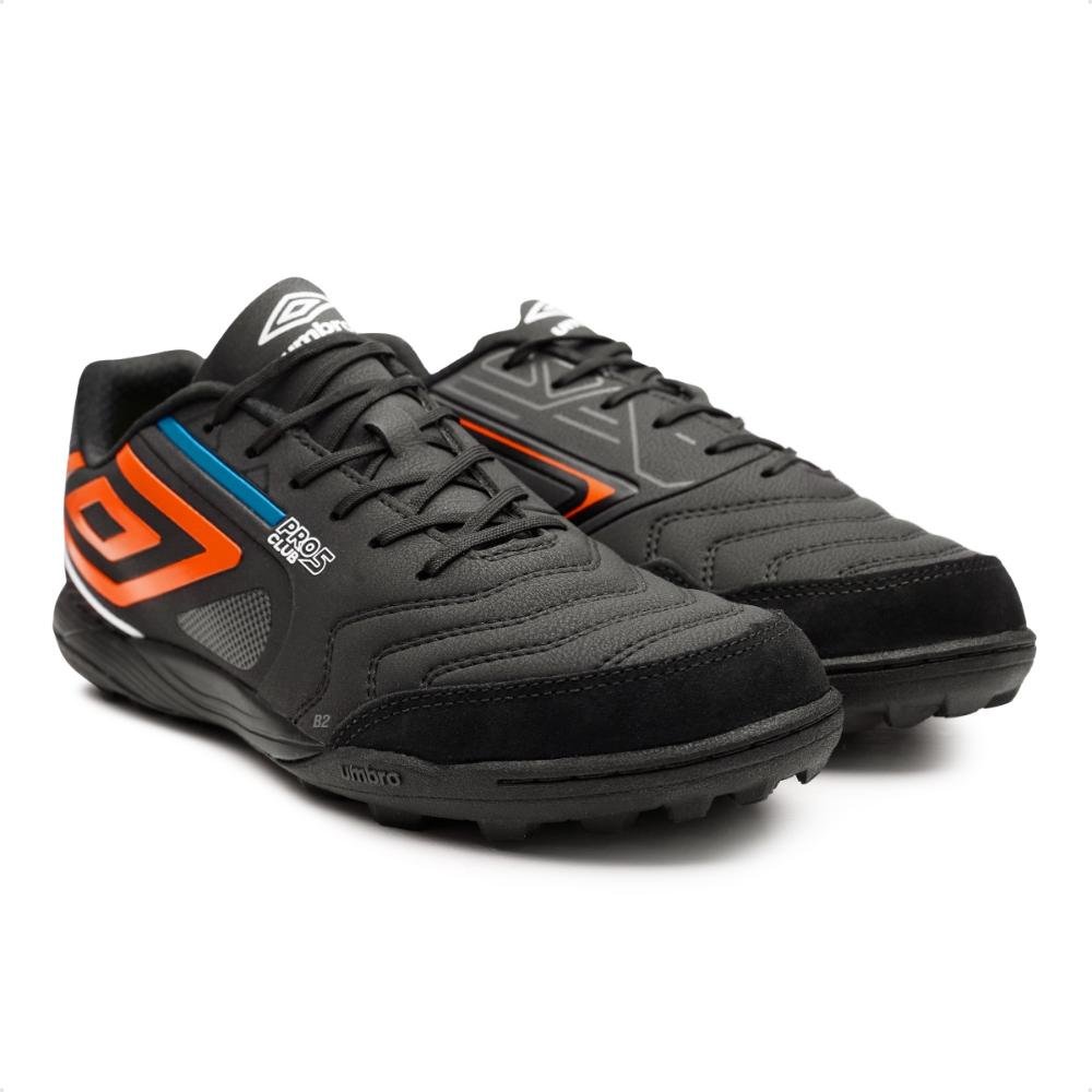 Chuteira Society Umbro Pro 5 Bump Masculina Preto/Laranja 3