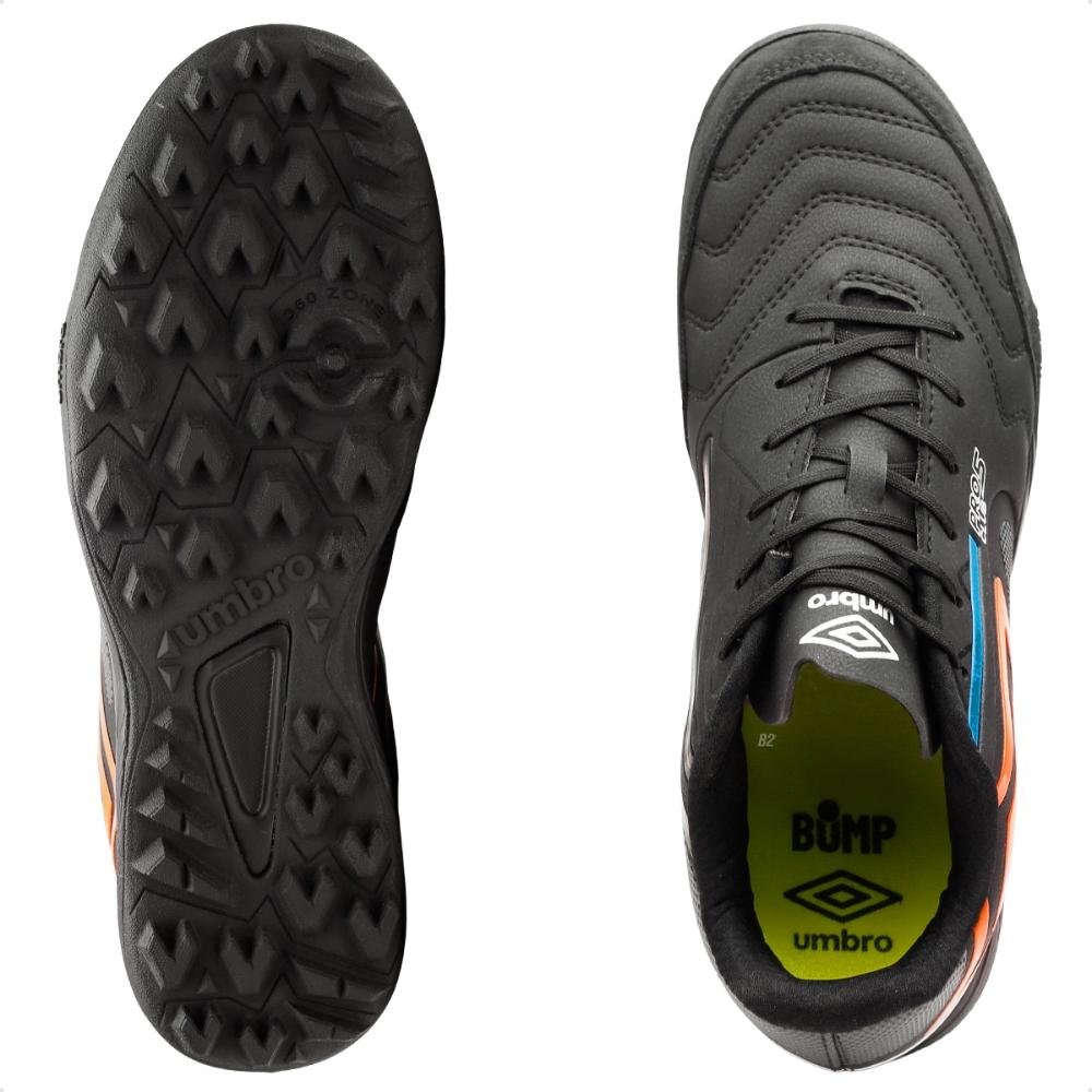 Chuteira Society Umbro Pro 5 Bump Masculina Preto/Laranja 6
