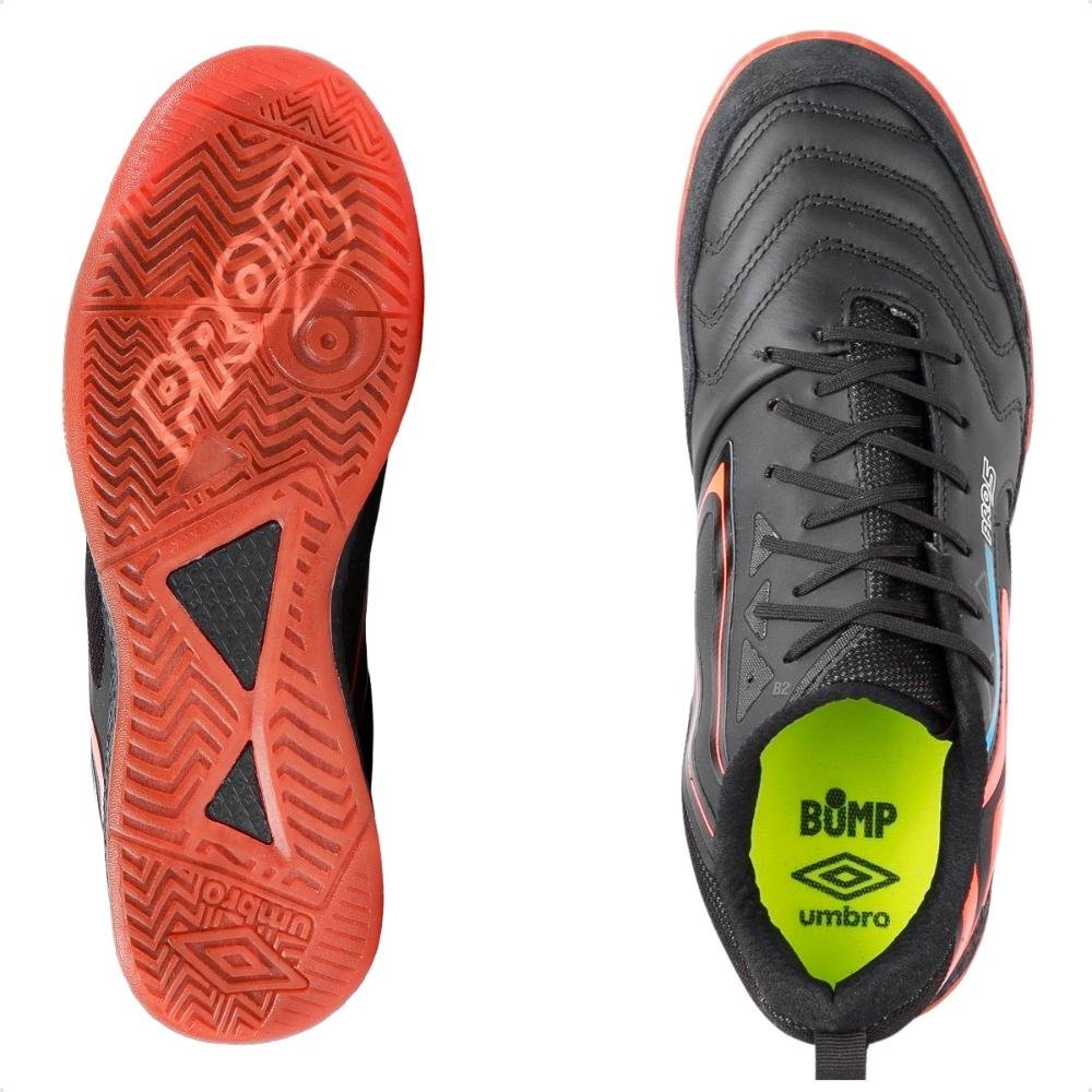 Chuteira Futsal Umbro Pro 5 Bump Masculina Preto/Laranja 6