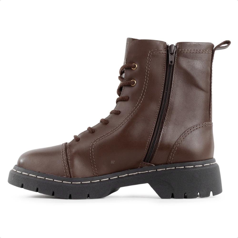 Bota Coturno Usaflex Salto Costura Enfeite Feminino Marrom 2