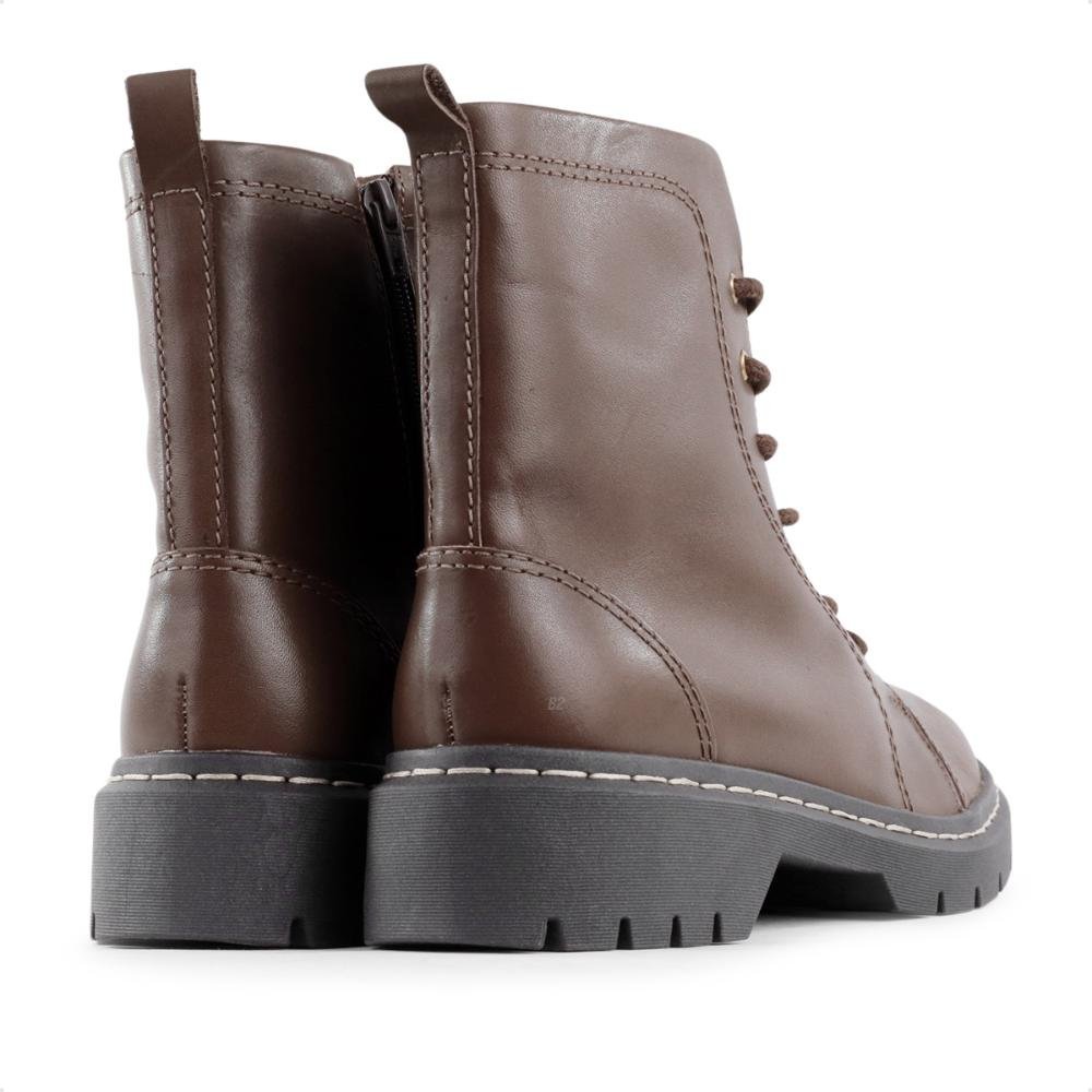 Bota Coturno Usaflex Salto Costura Enfeite Feminino Marrom 4