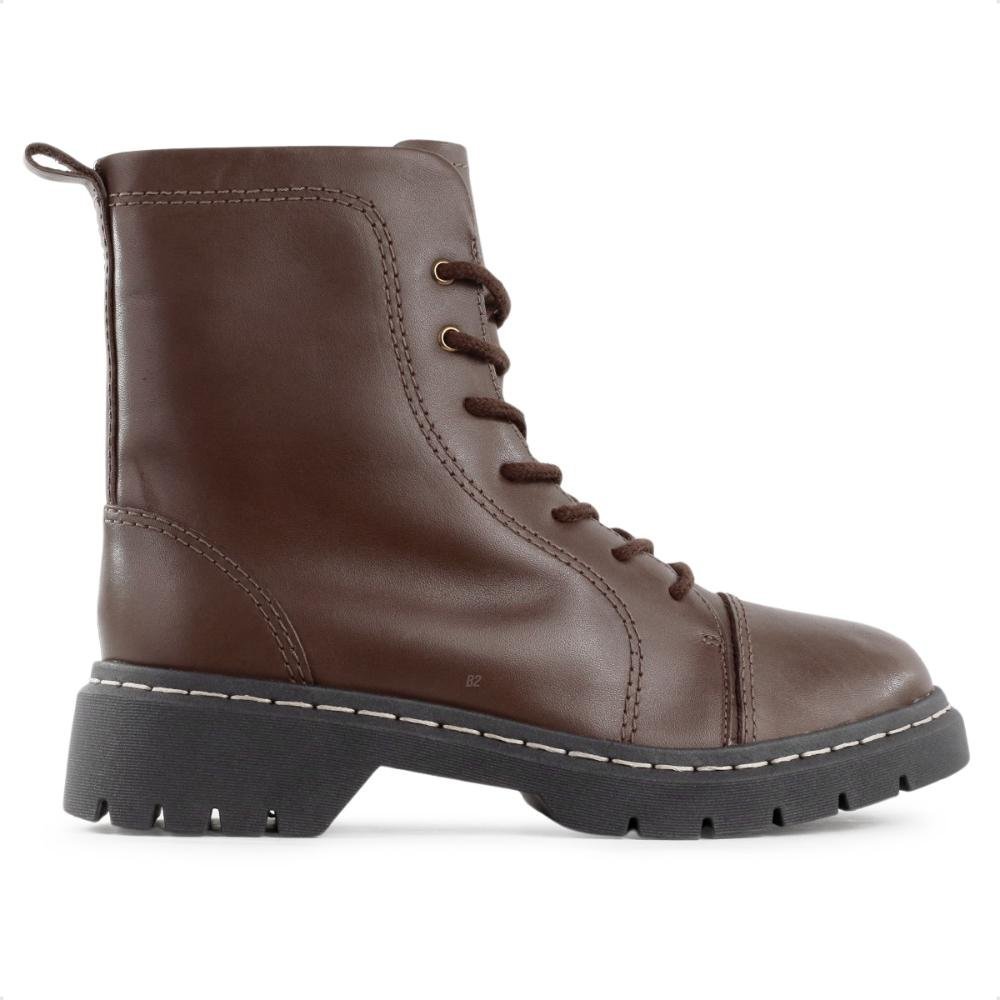 Bota Coturno Usaflex Salto Costura Enfeite Feminino Marrom 7