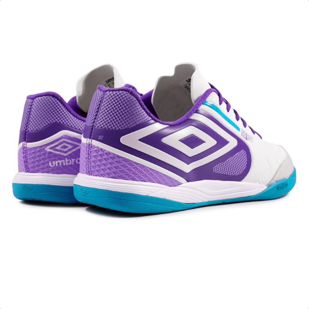 Chuteira Futsal Umbro Pro 5 Bump Club Masculina Branco/Roxo 5