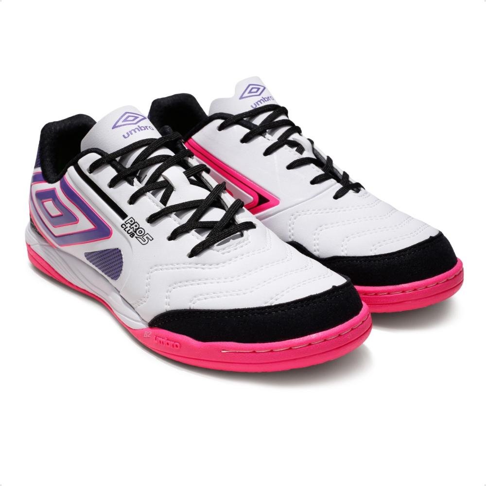 Chuteira Futsal Umbro Pro 5 Bump Club Masculina Branco/Rosa 3