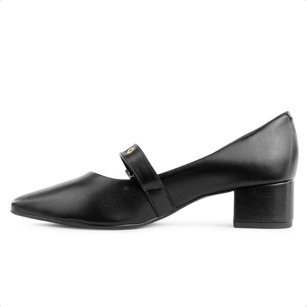 Sapato Beira Rio Salto Bloco Fivela Feminino Preto 2
