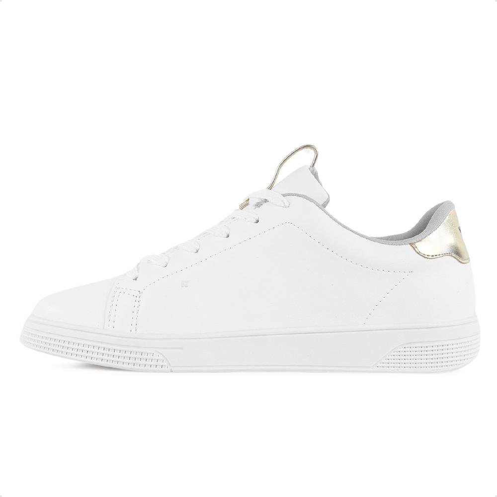 Tênis Via Uno Moda Microfuros Feminino Branco/Dourado 2