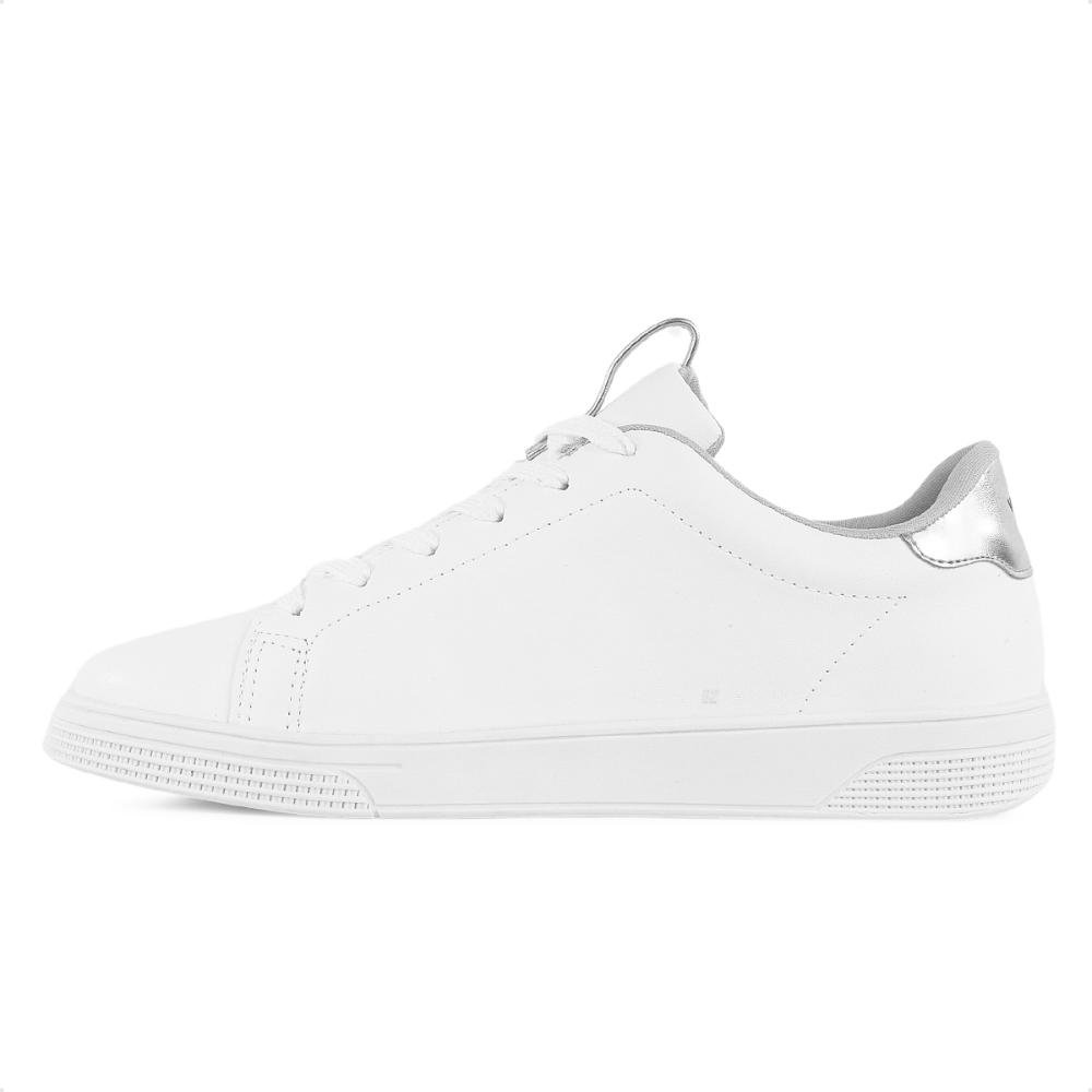 Tênis Via Uno Moda Microfuros Feminino Branco/Prata 2