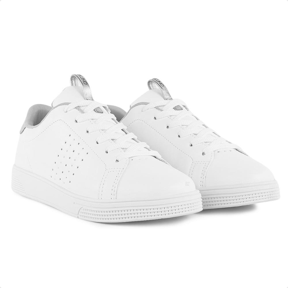 Tênis Via Uno Moda Microfuros Feminino Branco/Prata 3