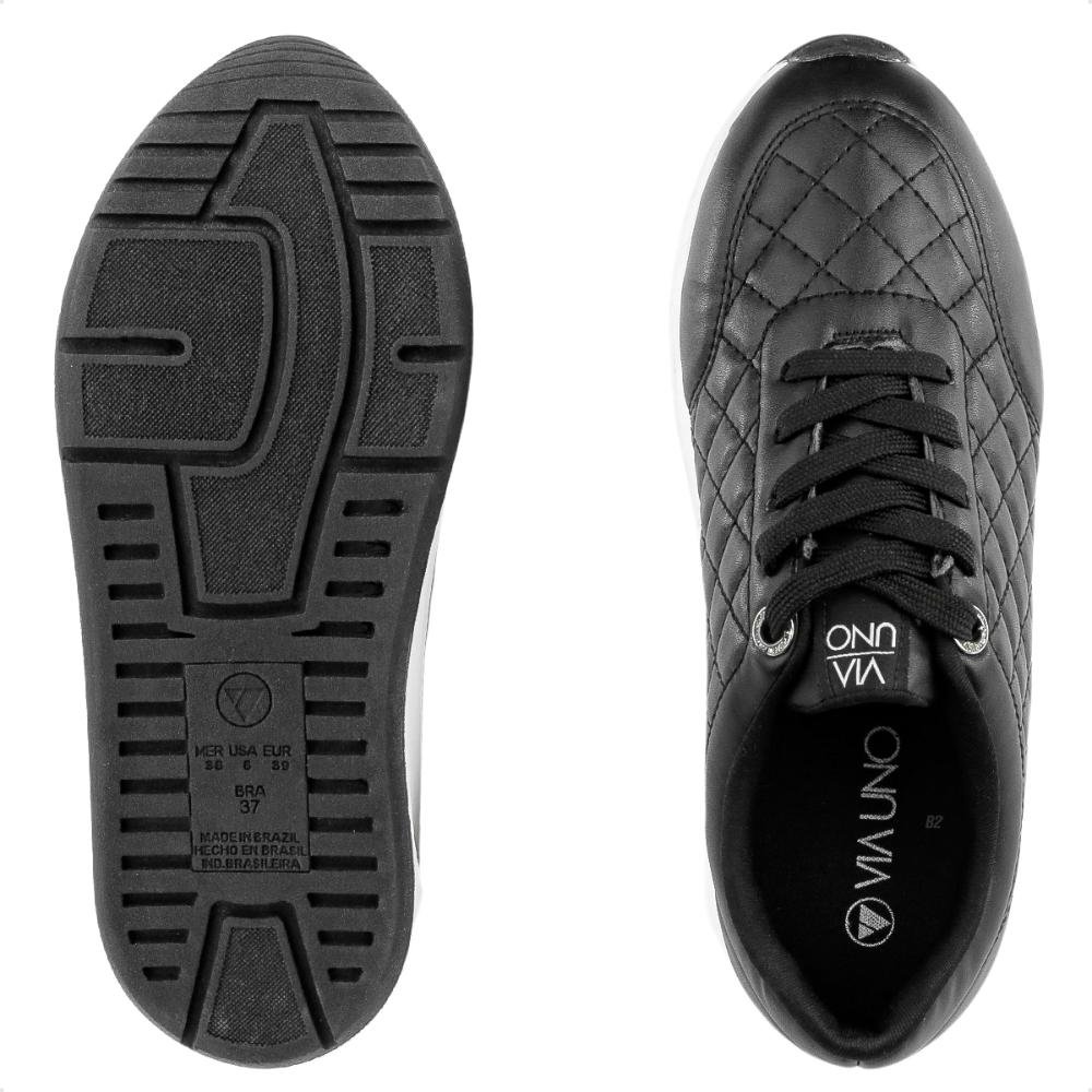 Tênis Via Uno Moda Plataforma Feminino Preto 6