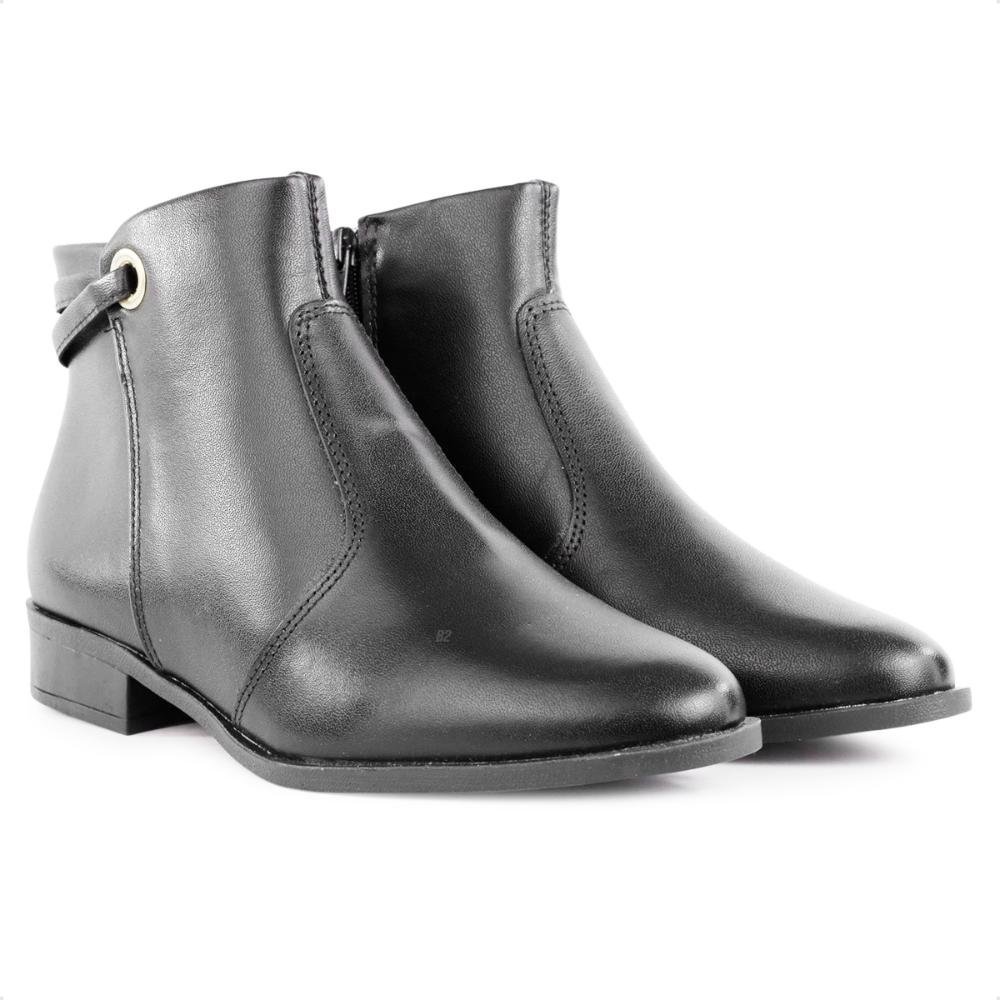 Bota Via Uno Cano Curto Salto Baixo Feminina Preto 3