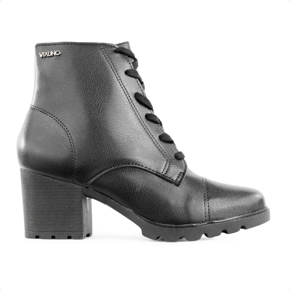 Bota Via Uno Cano Médio Salto Bloco Feminina Preto 1