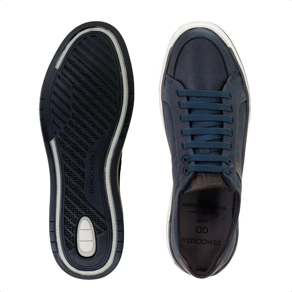 Sapatênis Democrata Denim Loop Masculino Azul Marinho/Marrom 5