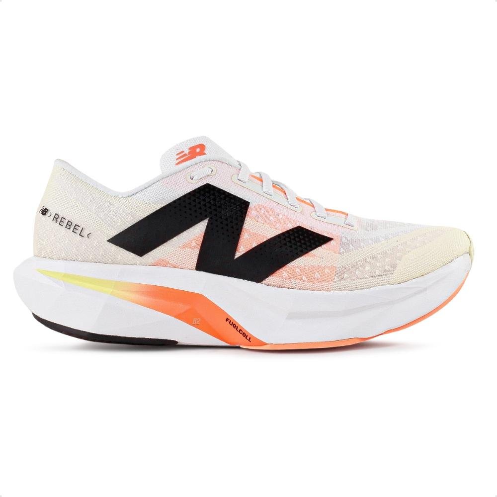 Tenis New Balance Fuelcell Rebel V4 Feminino Bege/Laranja 1