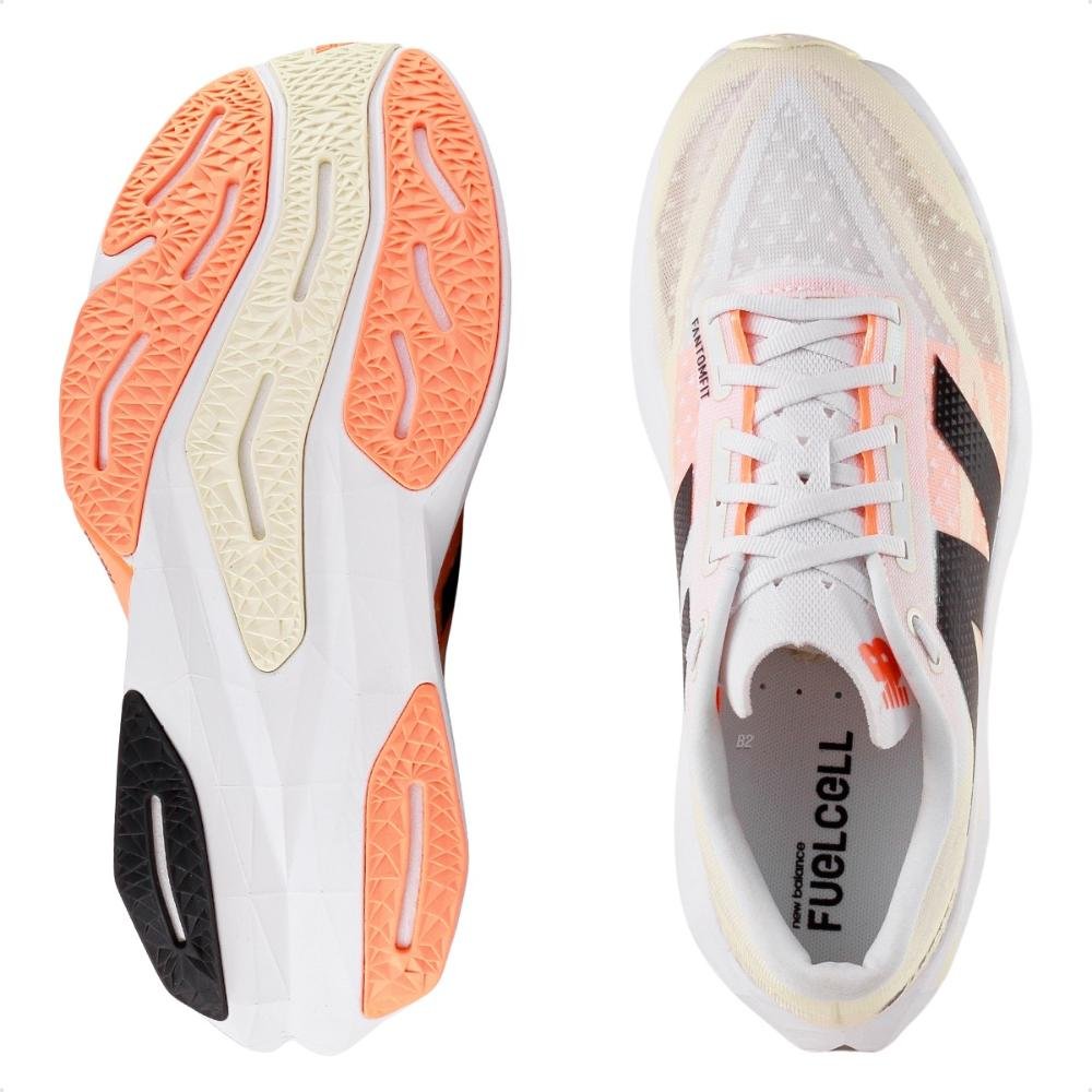 Tenis New Balance Fuelcell Rebel V4 Feminino Bege/Laranja 6