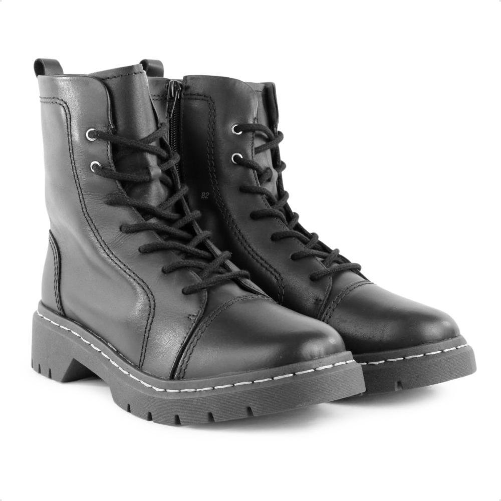 Bota Coturno Usaflex Salto Costura Enfeite Feminino Preto 3