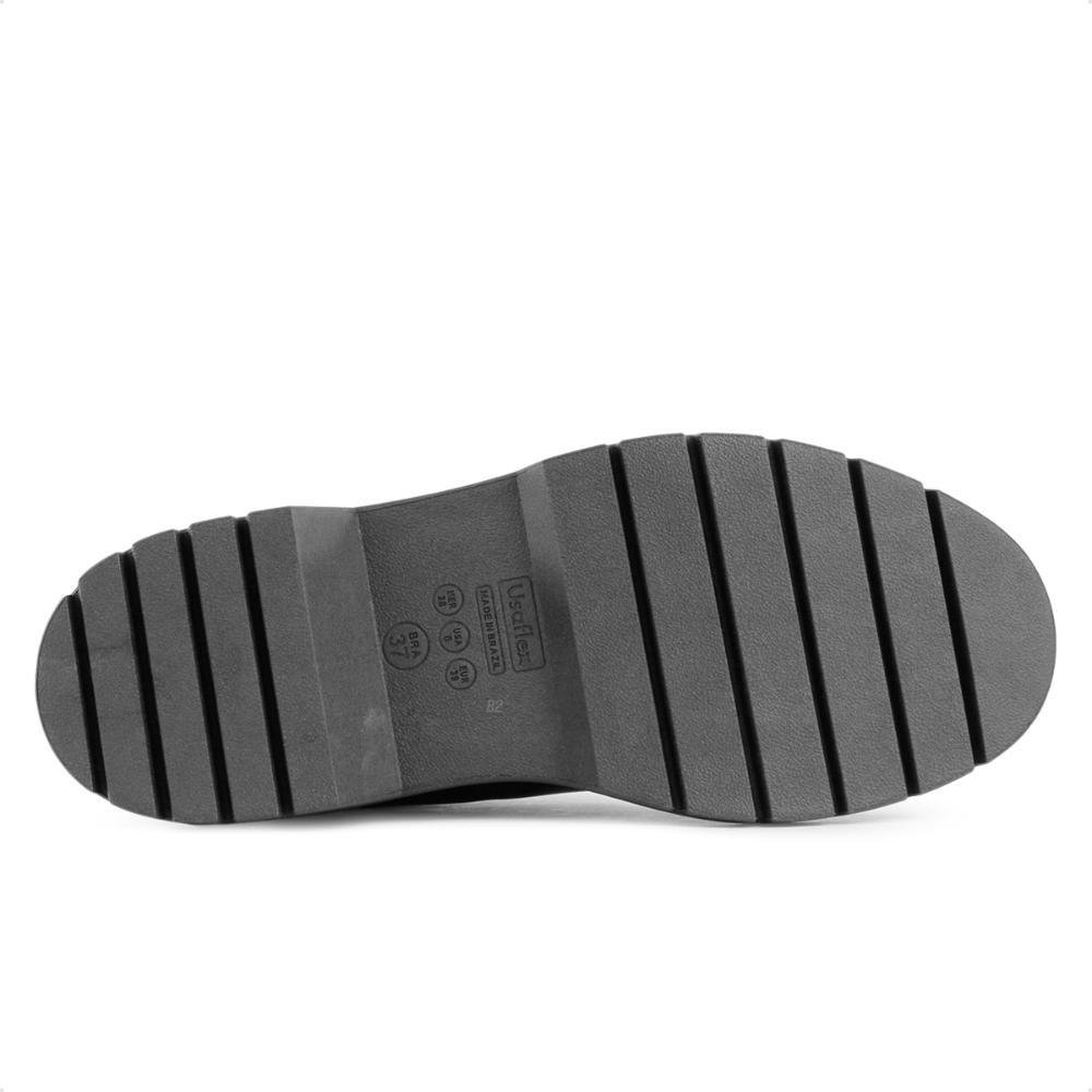 Bota Coturno Usaflex Salto Costura Enfeite Feminino Preto 6