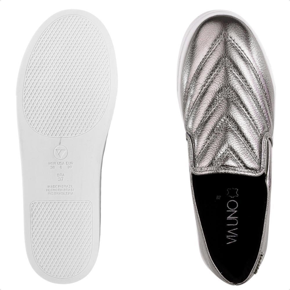 Tênis Via Uno Moda Slip On Feminino Prata 6