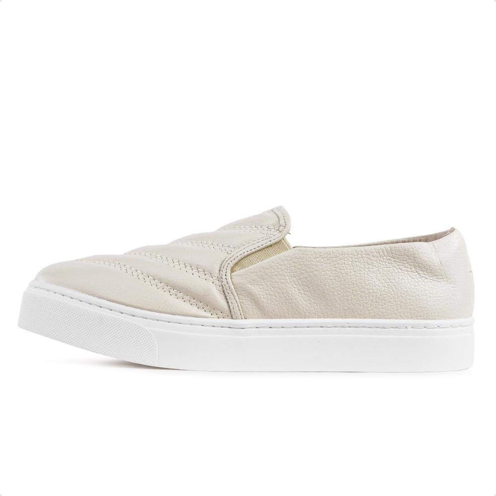Tênis Via Uno Moda Slip On Feminino Branco 2
