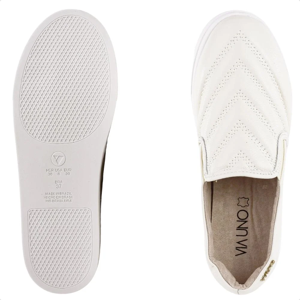 Tênis Via Uno Moda Slip On Feminino Branco 6