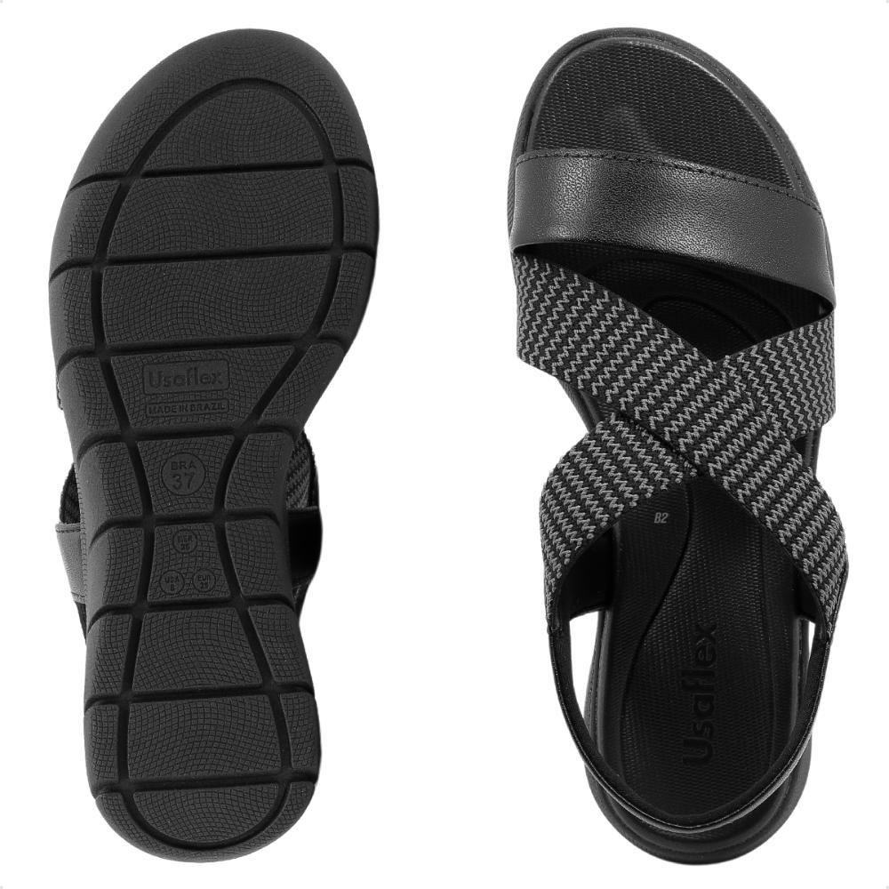 Sandália Usaflex Plataforma Elástico Feminina Preto 6