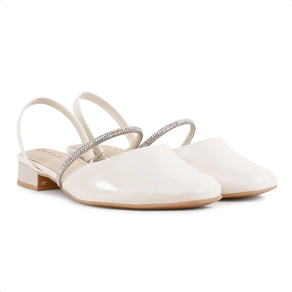 Sapato Ramarim Slingback Feminino Off White 3