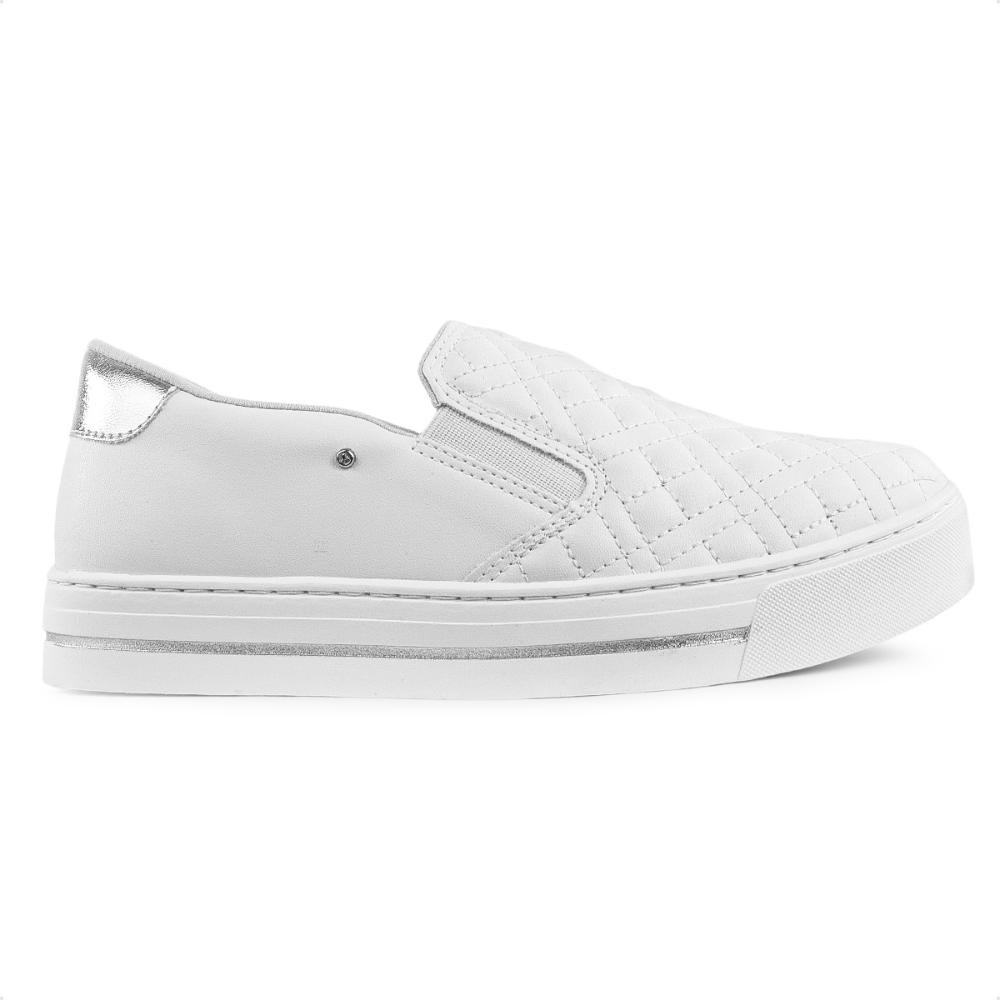 Tenis Ramarim Slip On Casual Feminino Branco/Prata 1