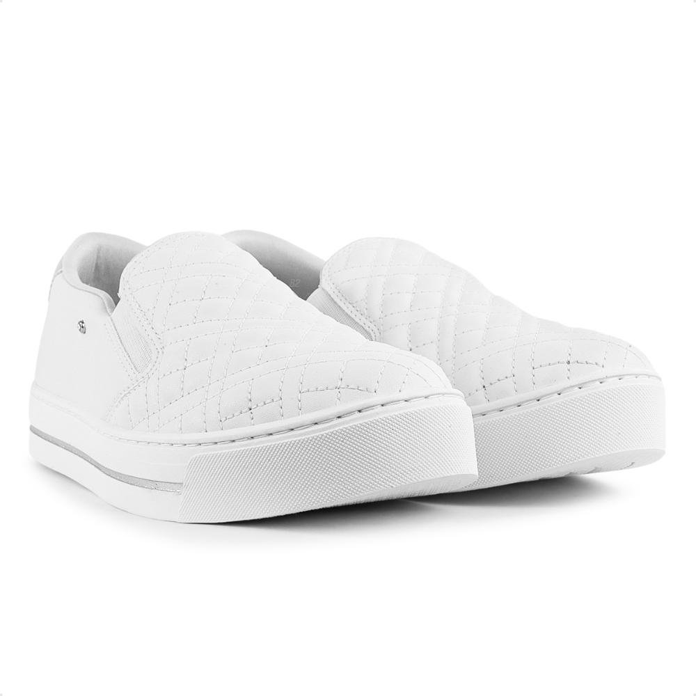 Tenis Ramarim Slip On Casual Feminino Branco/Prata 3
