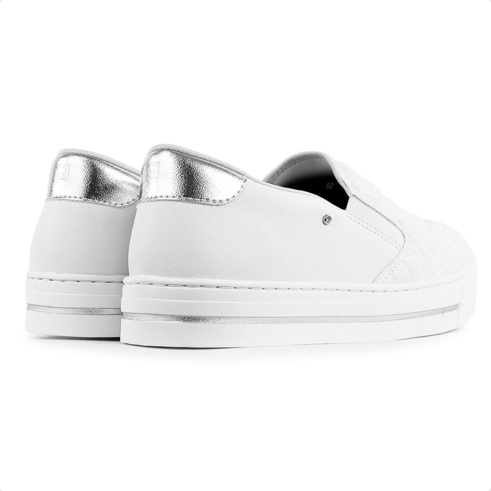 Tenis Ramarim Slip On Casual Feminino Branco/Prata 5