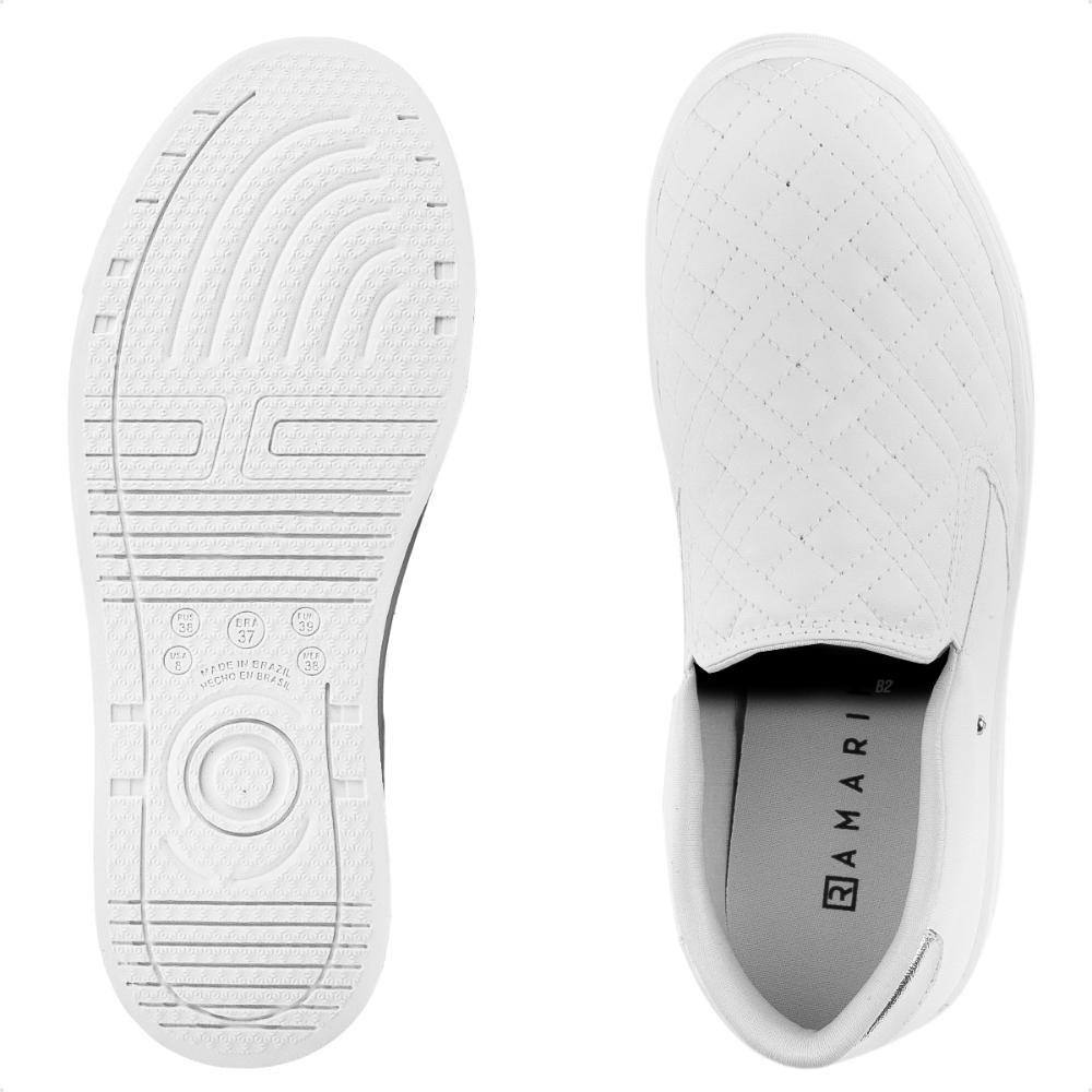 Tenis Ramarim Slip On Casual Feminino Branco/Prata 6