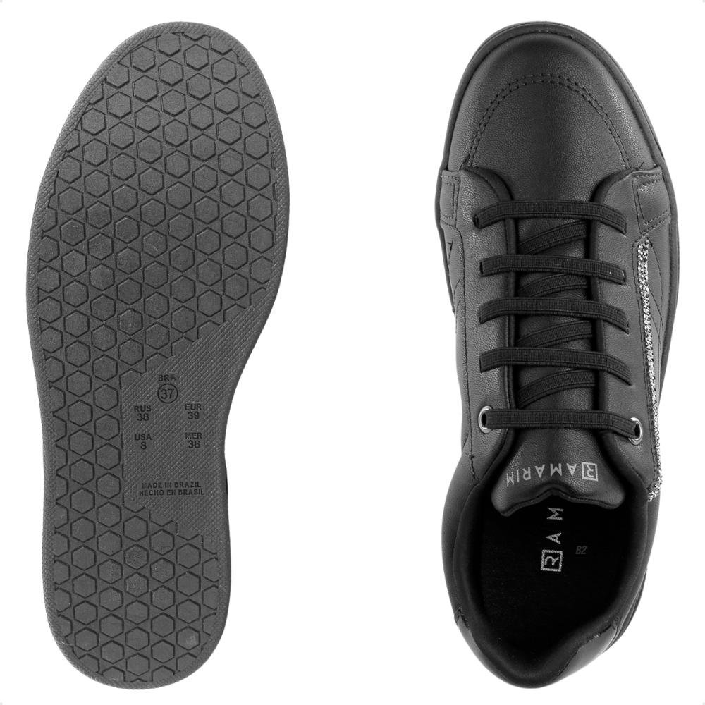 Tenis Ramarim Casual Strass Feminino Preto/Prata 6