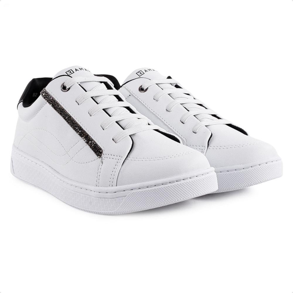 Tenis Ramarim Casual Strass Feminino Branco/Preto 3