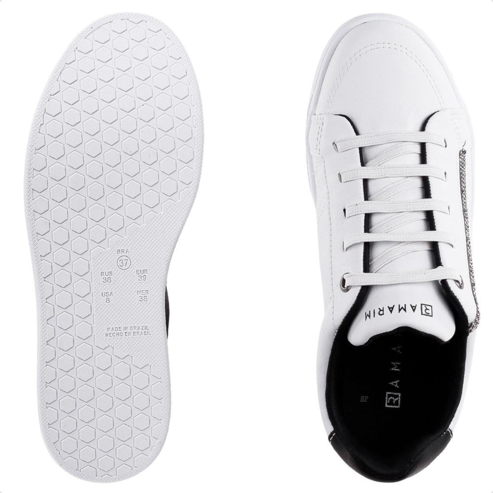 Tenis Ramarim Casual Strass Feminino Branco/Preto 6