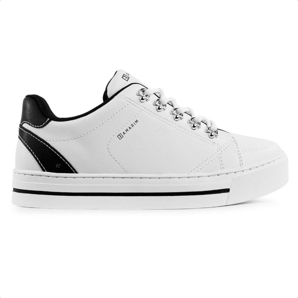 Tenis Ramarim Casual Cadarço Feminino Branco/Preto 1
