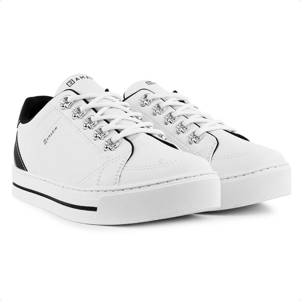 Tenis Ramarim Casual Cadarço Feminino Branco/Preto 3