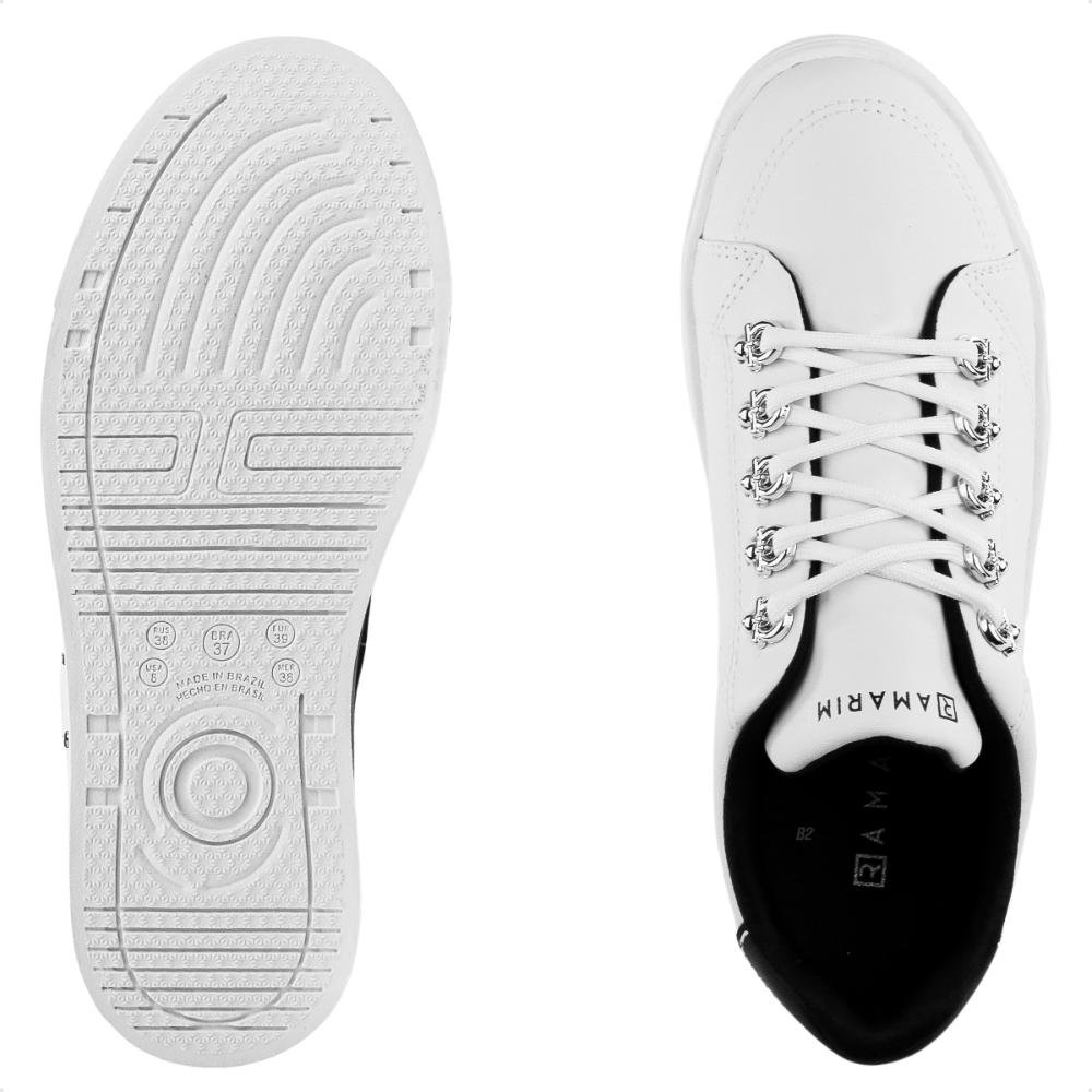 Tenis Ramarim Casual Cadarço Feminino Branco/Preto 6