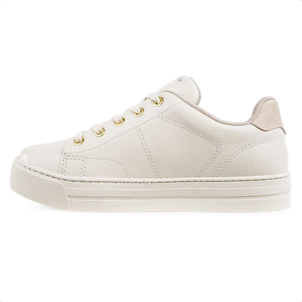 Tenis Ramarim Casual Cadarço Feminino Bege/Dourado 2