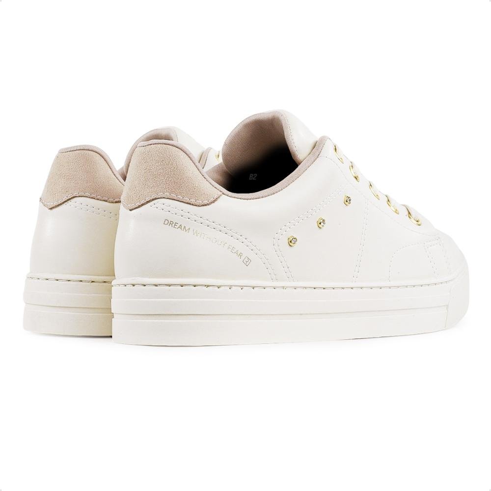 Tenis Ramarim Casual Cadarço Feminino Bege/Dourado 5