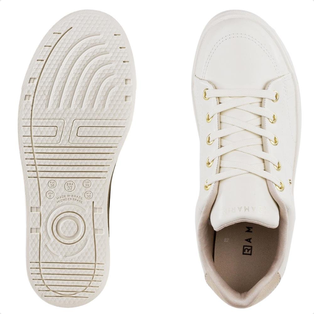 Tenis Ramarim Casual Cadarço Feminino Bege/Dourado 6