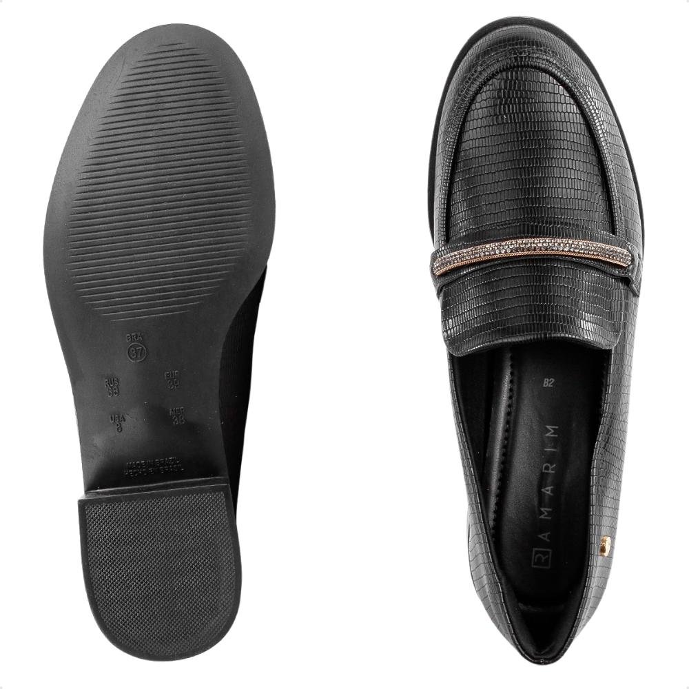 Mocassim Ramarim Strass Feminino Preto 6