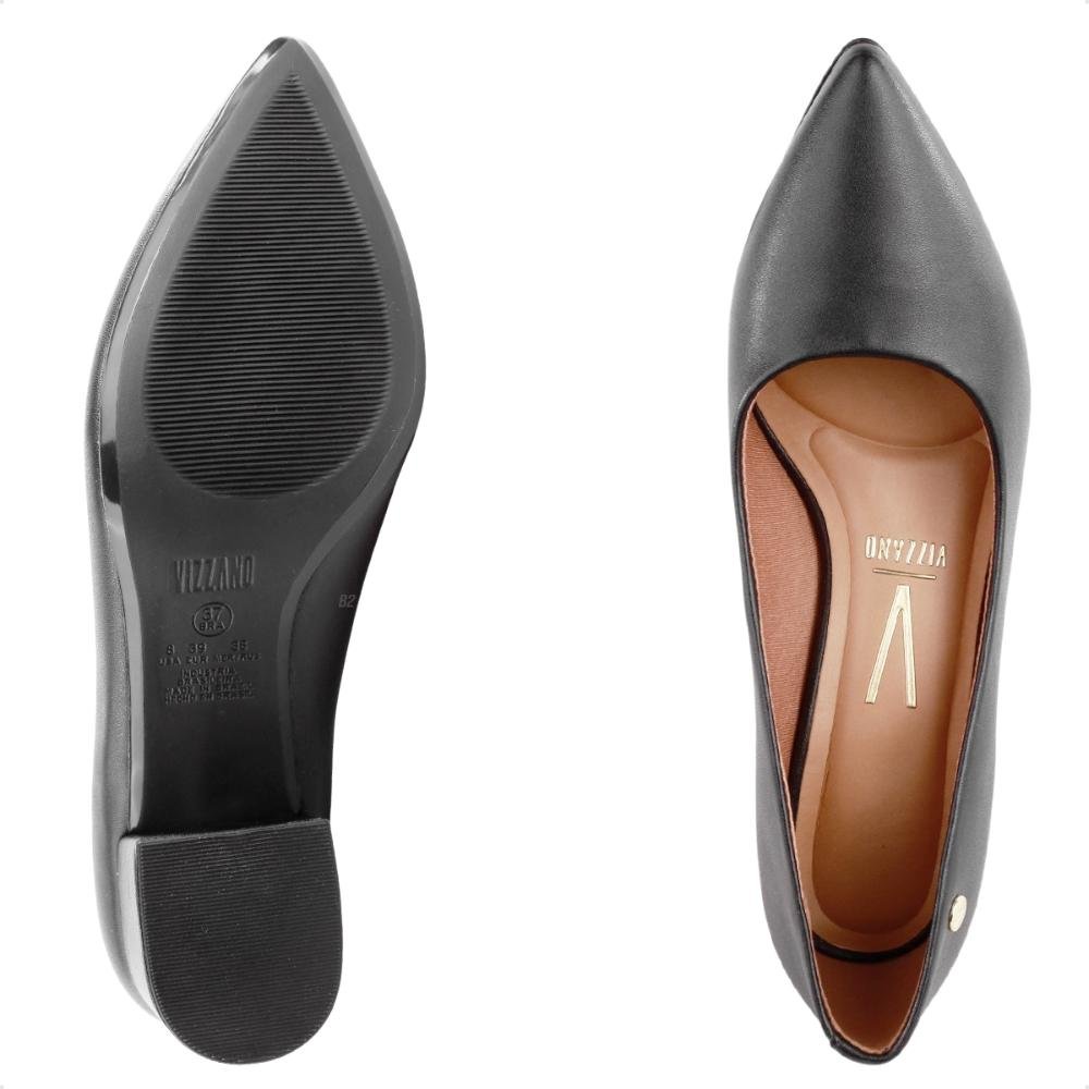 Scarpin Vizzano Salto Médio Bico Fino Preto 6