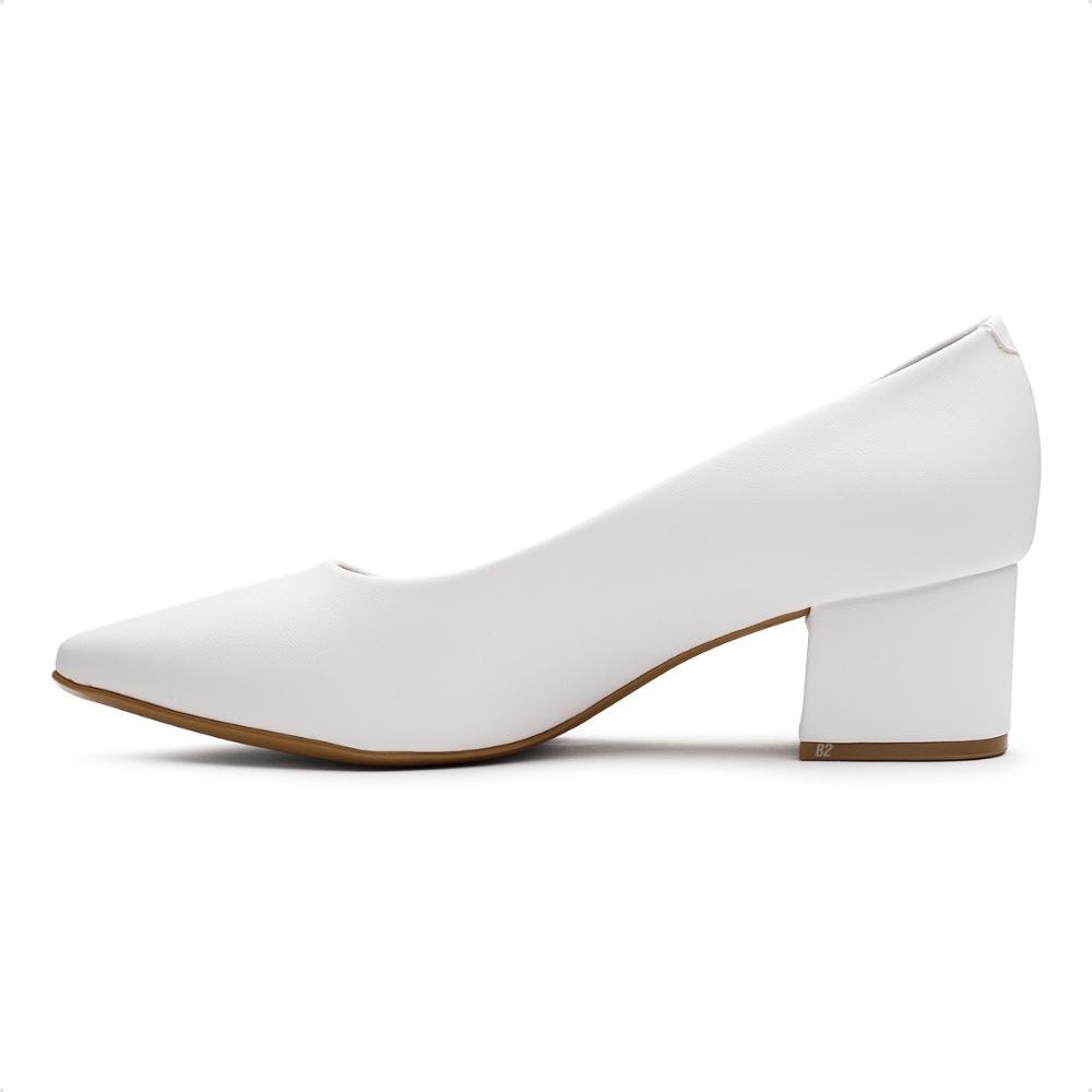 Scarpin Vizzano Salto Médio Bico Fino Branco 2