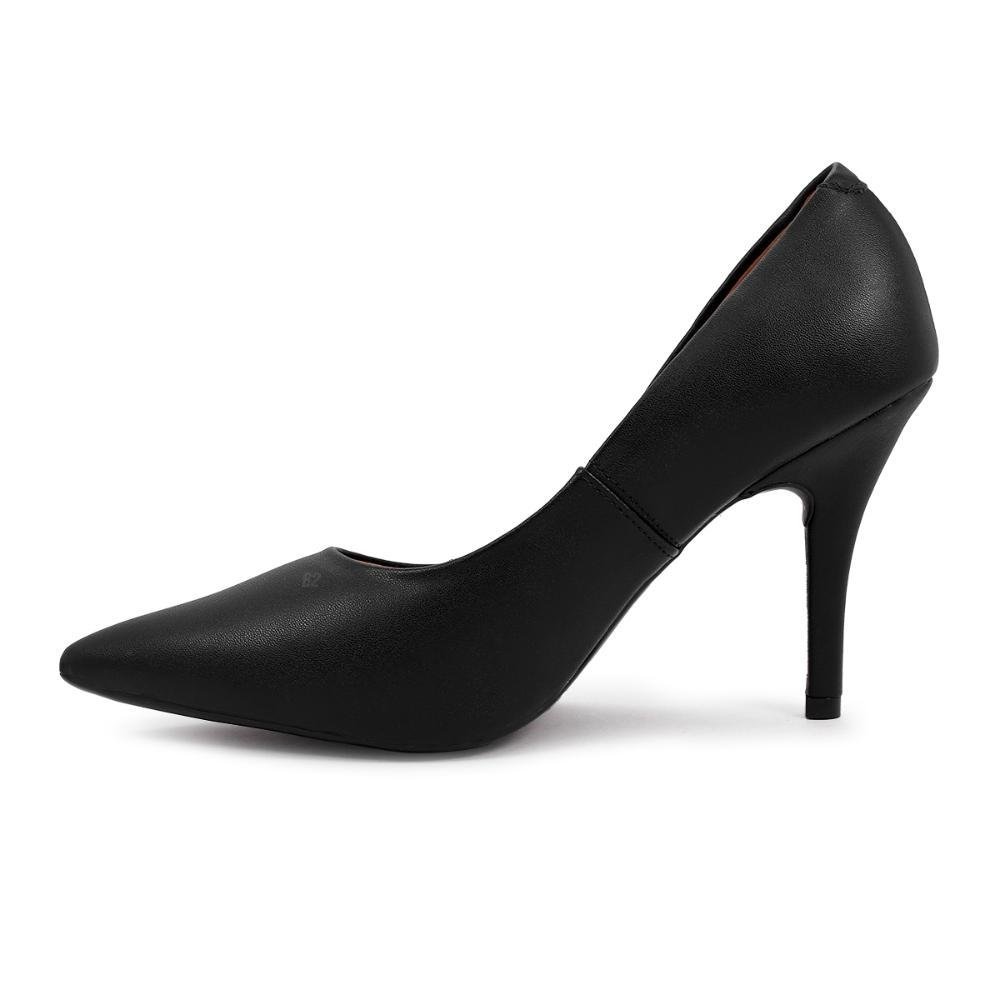 Scarpin Vizzano Bico Fino Verniz Feminino Preto Fosco 2