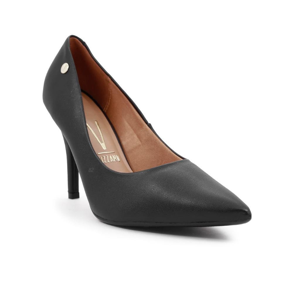 Scarpin Vizzano Bico Fino Verniz Feminino Preto Fosco 3