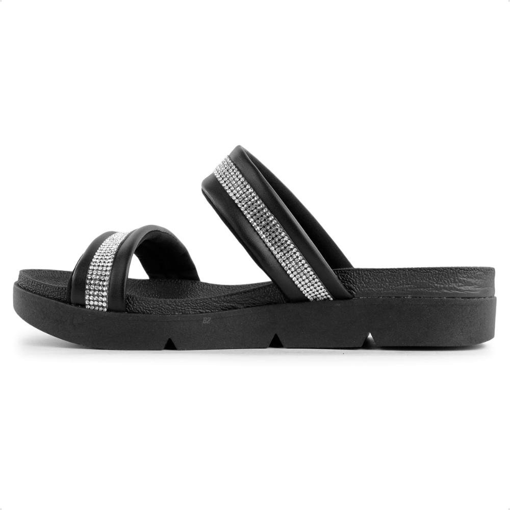 Sandália Beira Rio Plataforma Feminina Preto/Prata 2