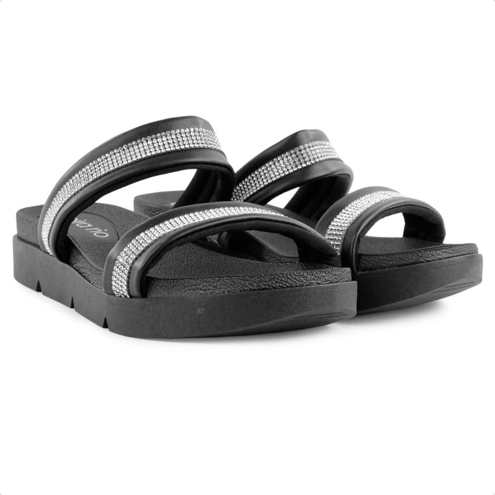 Sandália Beira Rio Plataforma Feminina Preto/Prata 3